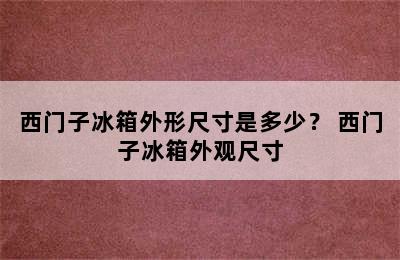 西门子冰箱外形尺寸是多少？ 西门子冰箱外观尺寸